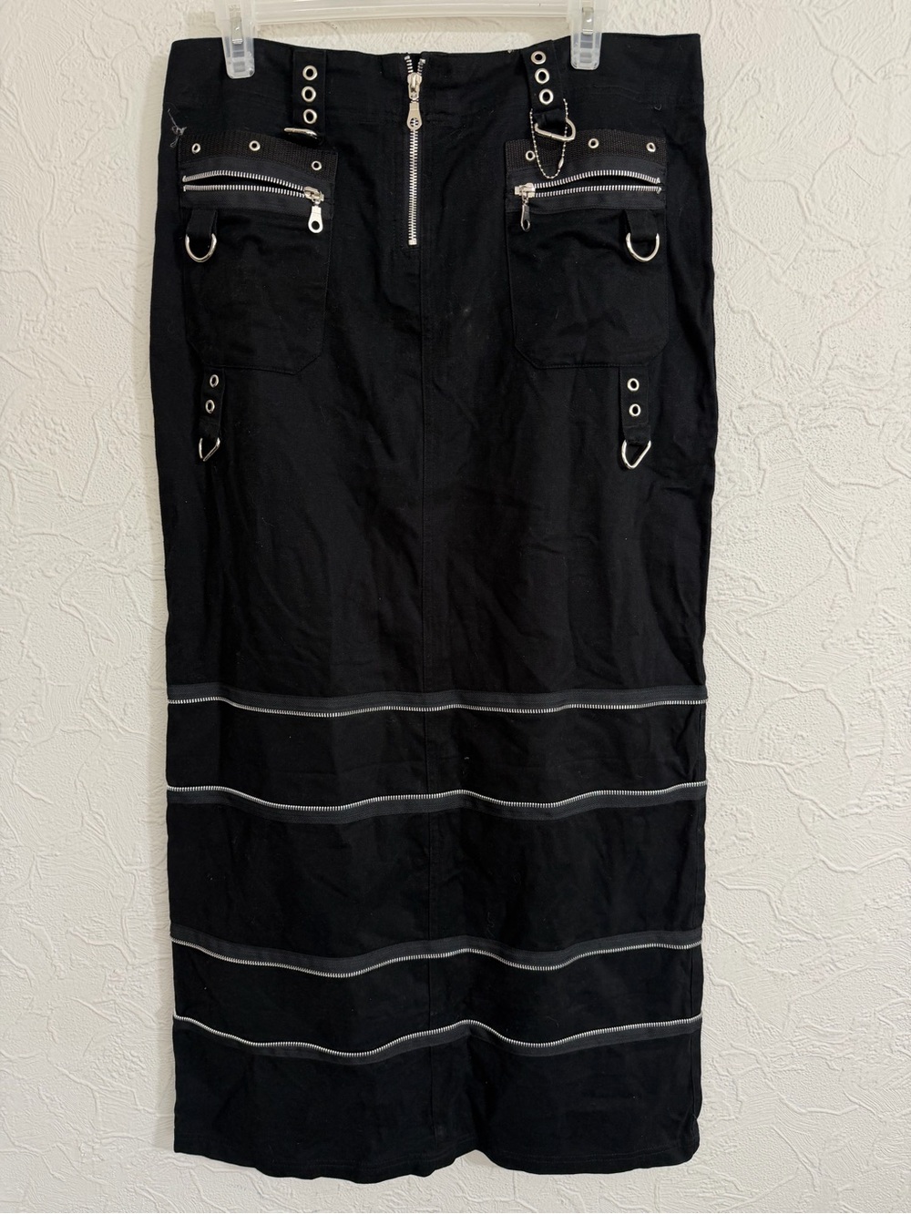 VTG Y2K Black Morbid Threads MT:2 Zipper Chains Skirt HOT TOPIC Goth Grunge L